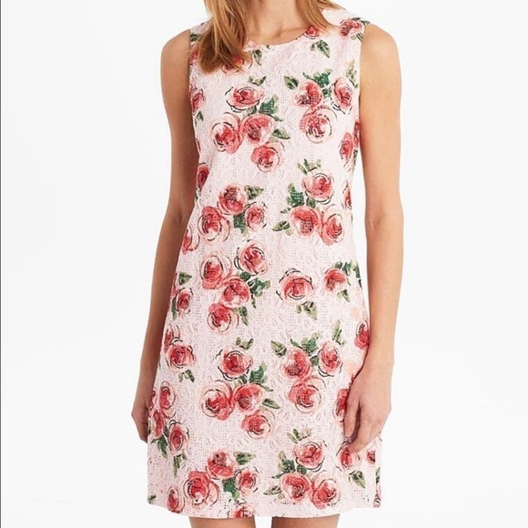 Karl Lagerfeld Pink Rose Floral Lace Shift Dress 4 - Picture 1 of 10